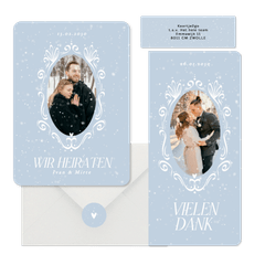 Hochzeit - Winterhochzeit Schneeflocken auf Blau romantische Ornamente