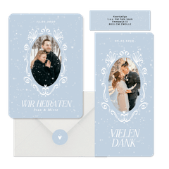 Hochzeit - Winterhochzeit Schneeflocken auf Blau romantische Ornamente