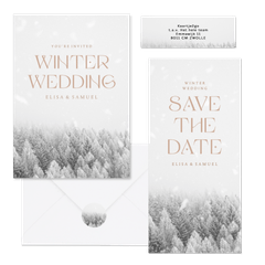 Hochzeitskartenset weißer Winterwald