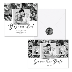 Hochzeitskartenset Korallen in Schwar-Weiß