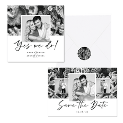 Hochzeitskartenset Korallen in Schwar-Weiß