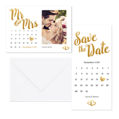 Hochzeitskartenset goldenes Handlettering
