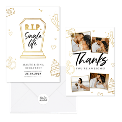 Hochzeitskartenset Doodles mit Sektgläsern