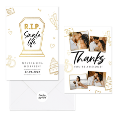 Hochzeitskartenset Doodles mit Sektgläsern