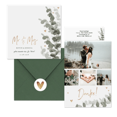 Hochzeitskartenset elegantes Aquarell mit Eukalyptus