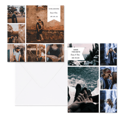 Hochzeitskartenset Fotocollage mit Label