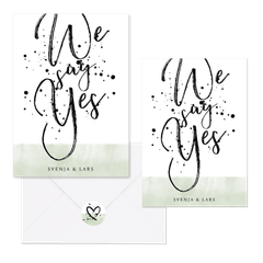 Hochzeitskartenset Auqarell mit Farbklecksen