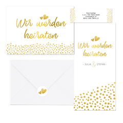 Hochzeitskartenset goldene Punkte
