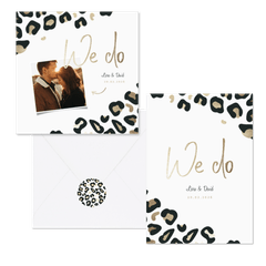 Hochzeitskartenset Leopardenmuster schwarz-gold