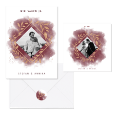 Hochzeitskartenset botanischer Rahmen auf Aquarell