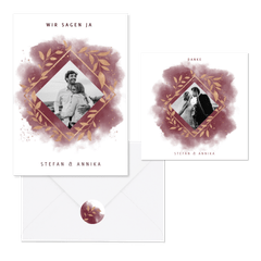 Hochzeitskartenset botanischer Rahmen auf Aquarell