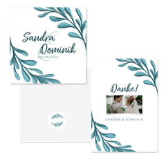 Hochzeitskartenset Zweige in Türkis Illustration