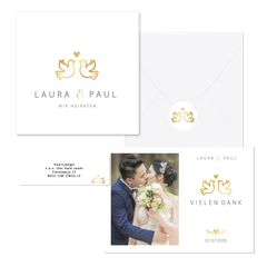 Hochzeitskarten mit goldenen Turteltauben