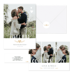Hochzeitskartenset schlichte Fotoreihe