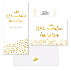 Hochzeitskartenset goldene Punkte