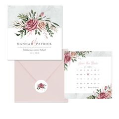 Hochzeitskartenset klassisches Rosenbukett