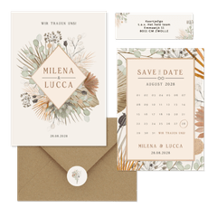 Hochzeitskartenset Trockenblumen und Gräser