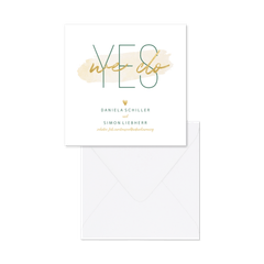Hochzeitskartenset goldene Typografie auf Pinselstrich