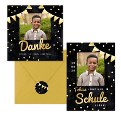 Wimpel und Konfetti gold auf schwarz RO