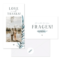 Hochzeitskartenset blaugrüner Zweig