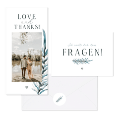 Hochzeitskartenset blaugrüner Zweig