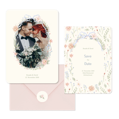 Hochzeit - Aquarell Blumenkranz mit Schleife Vintage
