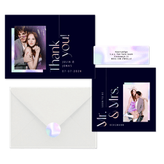 Hochzeitskarten modernes Set mit Holo-Schrift & Mr. & Mrs.