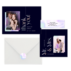 Hochzeitskarten modernes Set mit Holo-Schrift & Mr. & Mrs.