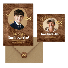 Konfirmation - Konfirmation Fisch auf Holz L