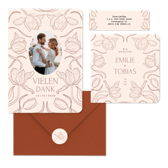 Hochzeit - Tulpen Linienzeichnung auf Beige