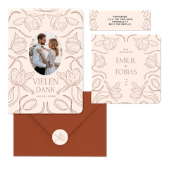 Hochzeit - Tulpen Linienzeichnung auf Beige