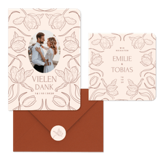 Hochzeit - Tulpen Linienzeichnung auf Beige