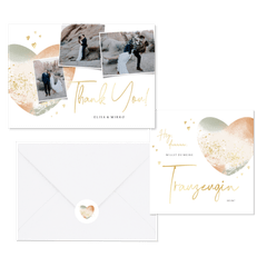 Hochzeitskartenset Aquarellherz in Pastell