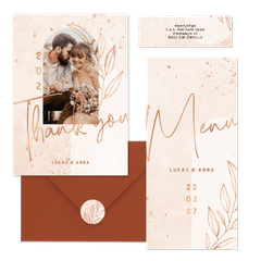 Hochzeitskartenset filigraner Zweig auf Rosé