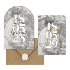 Hochzeitskarten minimalistisch mit Goldschrift