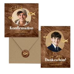 Konfirmation - Konfirmation Fisch auf Holz L