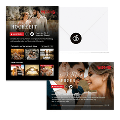 Hochzeitskarten im Streamingdienst-Look