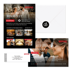 Hochzeitskarten im Streamingdienst-Look