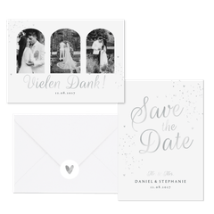 Hochzeitskartenset Silberschrift