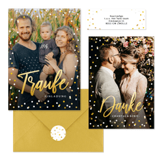 Hochzeitskartenset Goldkonfetti & Lettering