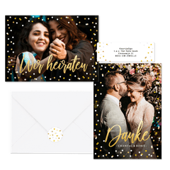 Hochzeitskartenset Goldkonfetti & Lettering