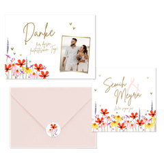 Hochzeitskartenset bunte Blumenwiese