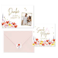 Hochzeitskartenset bunte Blumenwiese