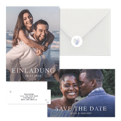 Hochzeitskartenset Fotokarten mit holografischer Typografie