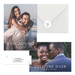 Hochzeitskartenset Fotokarten mit holografischer Typografie