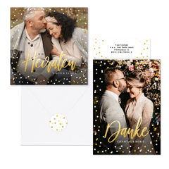 Hochzeitskartenset Goldkonfetti & Lettering