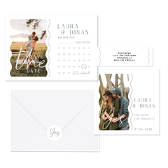 Hochzeitskartenset schlicht mit Wellenstreifen