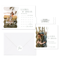 Hochzeitskartenset schlicht mit Wellenstreifen