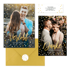 Hochzeitskartenset Goldkonfetti & Lettering