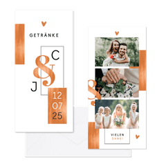 Hochzeitskartenset grafische Flächen mit Kupfer